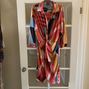 City Chic ruched dress geometric